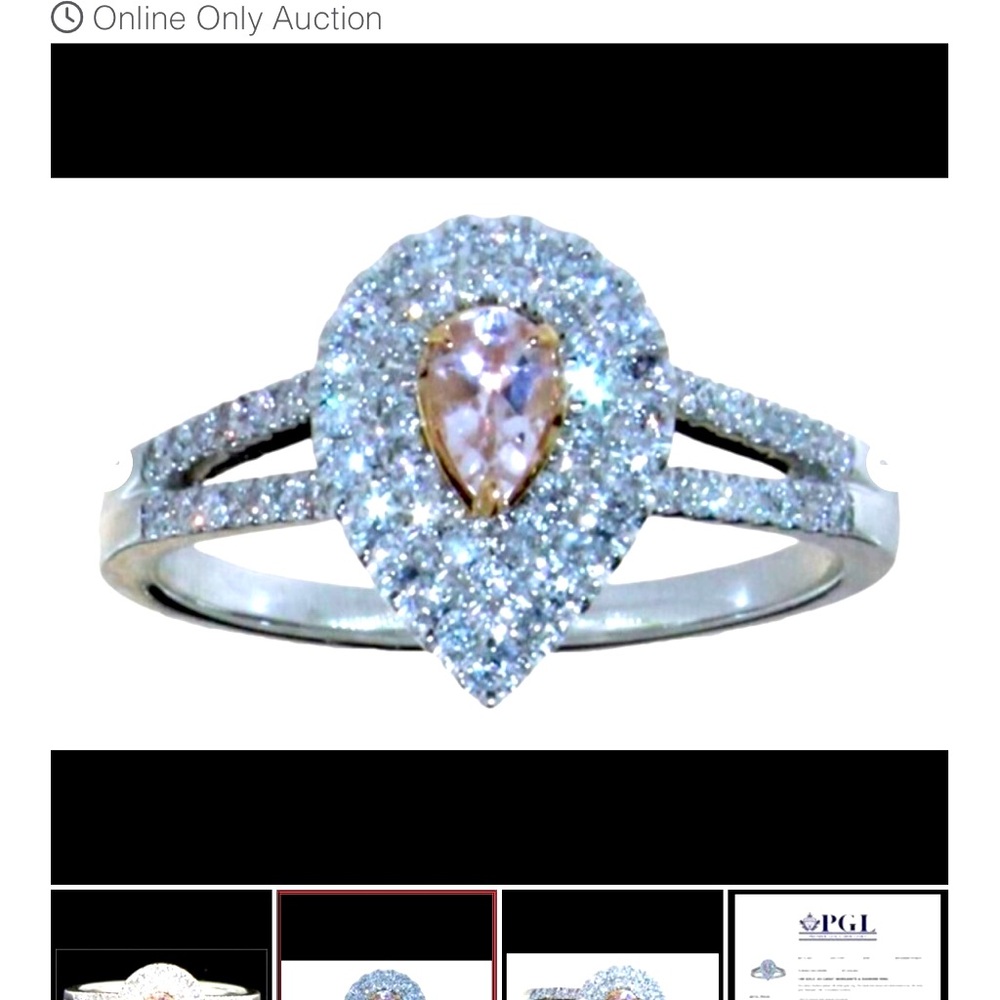 STUNNING BRAND NEW VERA WANG 14K WHITE GOLD .63 CARAT MORGANITE & DIAMOND RING